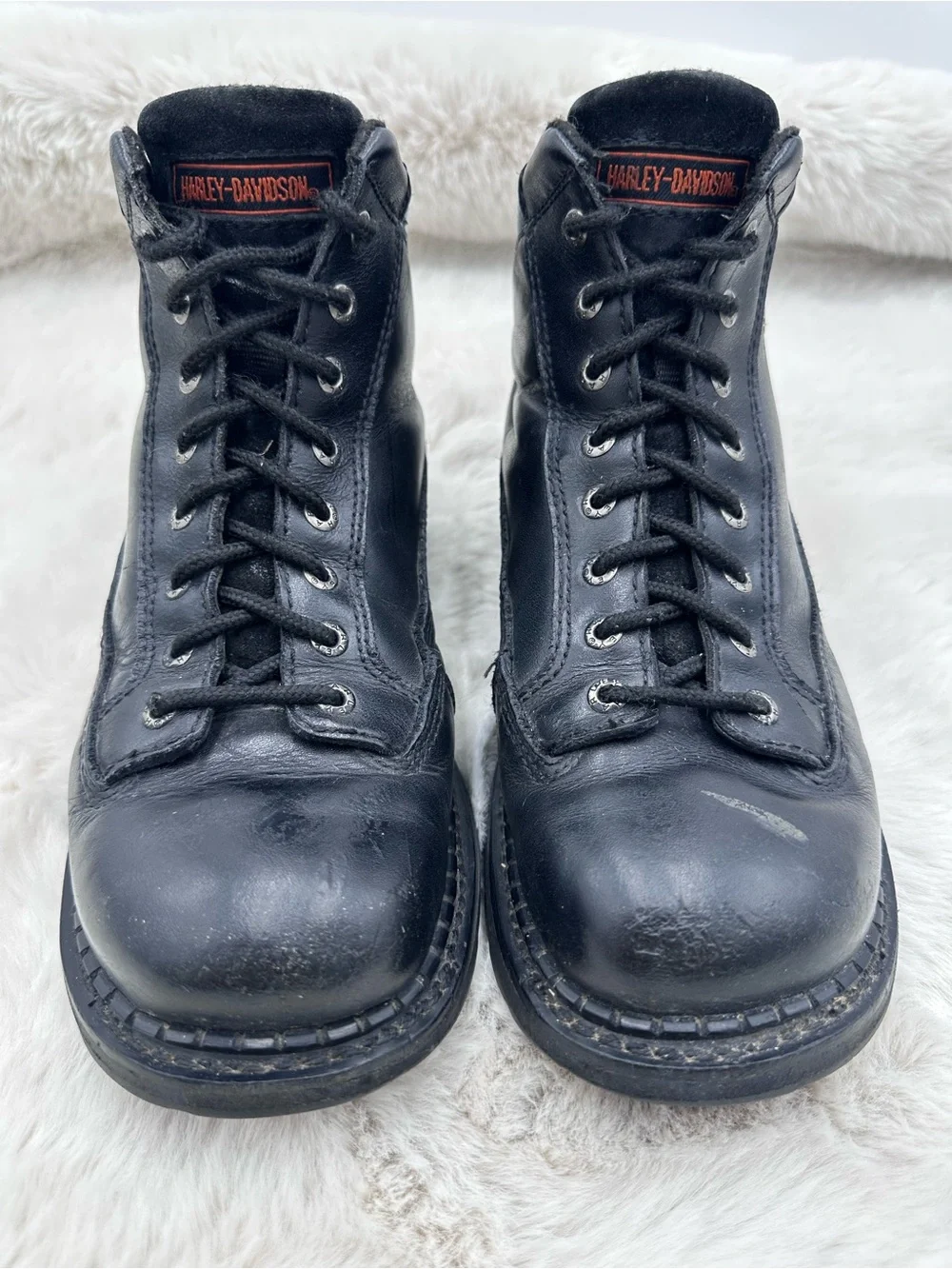 Harley Davidson‎ Black Leather Lace Up Motorcycle Boots Men's Size 8.5 M
